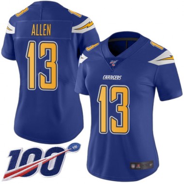 Los Angeles Chargers NFL Football Keenan Allen Electric Blue Jersey Women Limited 13 100th Season Rush Vapor Untouchable